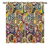 ANHOPE Custom Curtains Eyelet or Rod Pocket Customized Size Blackout Thermal Insulated Curtains Colorful Ethnic Geometric Flower Print Pattern Personalized Drapes for Bedroom Living Room 2 Panels