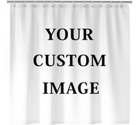 ANHOPE Custom Shower Curtain Waterproof Polyester Fabric Personalised Photo Image Bathroom Curtain Kawaii Pink Fruit Strawberry Bath Drapes Mould & Mildew Resistant Customized Bathtub Set with Hooks