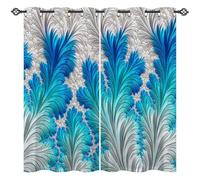 ANHOPE Custom Size Curtains Customized Blackout Curtains Eyelet or Rod Pocket Abstract Flower Geometry Wave Print Pattern Personalized Thermal Insulated Drapes for Bedroom Living Room 2 Panels