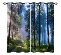 ANHOPE Custom Size Curtains Customized Blackout Curtains Eyelet or Rod Pocket Nature Jungle Forest Tree Print Pattern Personalized Thermal Insulated Drapes for Bedroom Living Room 2 Panels