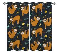 ANHOPE Cute Sleepy Sloth Blackout Curtains Eyelet 42 x 63 Inch 2 Panels