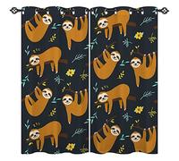 ANHOPE Cute Sleepy Sloth Blackout Curtains Eyelet 66 x 54 Inch 2 Panels