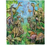 ANHOPE Dinosaur Blanket for Bed Sofa Couch Soft Warm Lightweight Flannel Throw Blanket Jungle Animal Dino Print Pattern All Season Fleece Throw for Kids Adults Single 130 x 150 cm