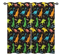 ANHOPE Dinosaur Curtains Eyelet 80% Blackout Room Darkening Curtains with Cute Cartoon Dino Doodles Print Pattern Light Blocking Window Drapes for Kids Boys Girls Bedroom 46 x 54 Inch Drop 2 Panels