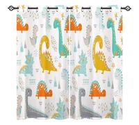 ANHOPE Dinosaur Curtains Eyelet Soft Thermal Insulated Blackout Curtains Cute Funny Colorful Dino Print Pattern Ring Top Window Drapes for Kids Boys Girls Bedroom Living Room 46 x 63 Inch 2 Panels