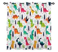 ANHOPE Dinosaur Curtains Eyelet Soft Thermal Insulated Blackout Curtains Funny Cartoon Animal Dino Print Pattern Ring Top Drapes for Kids Boys Girls Bedroom Living Room 46 x 54 Inch Drop 2 Panels