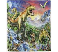 ANHOPE Dinosaur Throw Blanket Soft Lightweight Flannel Fleece Blanket for Couch Sofa Bed Jungle Wildlife Animal Dino Print Pattern All Season Throw for Kids Adults Single 130 x 150 cm