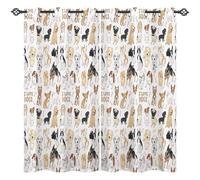 ANHOPE Dog Curtains Eyelet Blackout Thermal Insulated Curtains Cute Cartoon Animal Dogs & Bones Print Pattern Soft Soundproof Privacy Window Drapes for Bedroom Living Room 55 x 63 Inch 2 Panels