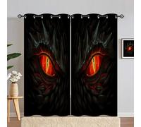 ANHOPE Dragon Curtains Eyelet Soft Thermal Insulated Blackout Curtains Wildlife Animal Red Eye Black Dragon Print Pattern Ring Top Window Drapes for Bedroom Living Room 55 x 84 Inch 2 Panels