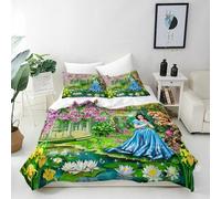 ANHOPE Fairy Tale Forest Princess Gnome Duvet Cover Set Double | Includes 2 Pillowcases, Soft Microfibre, Kids Girls Bedding Quilt Cover Set with Zipper Closure, for Home and Hotels