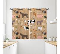 ANHOPE Farm Animal Curtains Eyelet Thermal Insulated Blackout Curtains Cow Sheep Horse Pig Chicken Duck Rabbit Cat Print Pattern Ring Top Drapes for Bedroom Living Room 28 x 54 Inch Drop 2 Panels