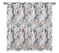 ANHOPE Floral Curtains Eyelet 80% Blackout Room Darkening Curtains Retro Style Vintage Flower Print Pattern Thermal Light Blocking Window Drapes for Bedroom Living Room 66 x 54 Inch Drop 2 Panels