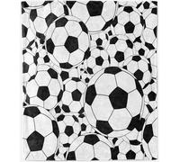 ANHOPE Football Blanket for Bed Sofa Couch Soft Warm Lightweight Flannel Throw Blanket Sports Theme Soccer Ball Print Pattern All Season Fleece Throw for Kids Adults Single 130 x 150 cm