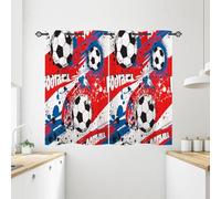 ANHOPE Football Curtains Eyelet Soft Thermal Insulated Blackout Curtains Abstract Sports Theme Soccer Ball Print Pattern Ring Top Window Drapes for Kids Boys Bedroom Living Room 28 x 54 Inch 2 Panels