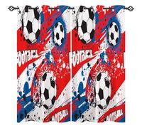 ANHOPE Football Curtains Eyelet Soft Thermal Insulated Blackout Curtains Abstract Sports Theme Soccer Ball Print Pattern Ring Top Window Drapes for Kids Boys Bedroom Living Room 46 x 54 Inch 2 Panels