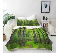 ANHOPE Forest Woodland Tree Path Duvet Cover Set Single Size | 2 Pillowcases 50x75cm, Soft Breathable Microfibre, Printed Bedding Quilt Cover Set with Zipper Closure, for Home and Hotels