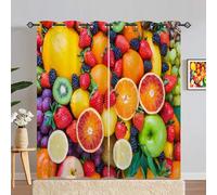 ANHOPE Fruit Curtains Eyelet Blackout Thermal Insulated Curtains Colorful Fresh Fruits Print Pattern Soft Soundproof Privacy Window Drapes for Bedroom Living Room 46 x 84 Inch 2 Panels