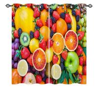 ANHOPE Fruit Curtains Eyelet Blackout Thermal Insulated Curtains Colorful Fresh Fruits Print Pattern Soft Soundproof Privacy Window Drapes for Bedroom Living Room 46 x 54 Inch 2 Panels