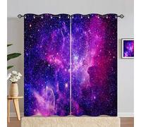 ANHOPE Galaxy Curtains Eyelet 80% Blackout Room Darkening Curtains Space Nebular Planet Print Pattern Light Blocking Window Drapes for Kids Boys Girls Bedroom Living Room 55 x 84 Inch Drop 2 Panels
