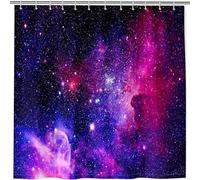 ANHOPE Galaxy Shower Curtain Waterproof Polyester Fabric Bathroom Curtain Purple Pink Space Nebula Bathtub Drapes Mould and Mildew Resistant Bath Decor Set with 12 Hooks 180 x 200 cm