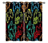 ANHOPE Gaming Curtains Eyelet 80% Blackout Curtains Abstract Colorful Gamepad Joystick Game Print Pattern Thermal Insulated Window Drapes for Kids Boys Bedroom Living Room 42 x 63 Inch Drop 2 Panels