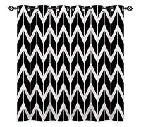 ANHOPE Geometric Curtains Eyelet 80% Blackout Room Darkening Curtains with White Black Chevron Arrow Print Pattern Light Blocking Window Drapes for Bedroom Living Room 46 x 54 Inch Drop 2 Panels