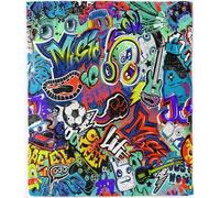 ANHOPE Graffiti Blanket Soft Lightweight Flannel Fleece Throw Blanket for Couch Sofa Bed Monster Football Doodle Print Pattern All Season Decorative Throw for Kids Baby Toddler 100 x 130 cm