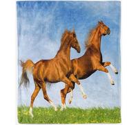 ANHOPE Horse Blanket for Bed Sofa Couch Soft Warm Lightweight Flannel Throw Blanket Animal Running on Grassland Print Pattern All Season Fleece Throw for Kids Adults Twin/Double 150 x 200 cm