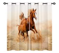 ANHOPE Horse Curtains Eyelet 80% Blackout Room Darkening Curtains with Country Farm Wild Animal Mare Pony Print Pattern Light Blocking Window Drapes for Bedroom Living Room 46 x 54 Inch Drop 2 Panels