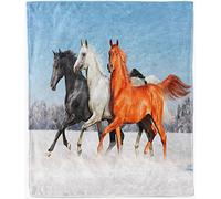 ANHOPE Horse Throw Blanket Soft Lightweight Flannel Fleece Blanket for Couch Sofa Bed Wildlife Animal Horse Herd Print Pattern All Season Decorative Throw for Kids Baby Toddler 100 x 130 cm