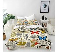 ANHOPE Insect Duvet Cover Set Soft Comforter Cover Abstract Butterfly Beetle Print Pattern 3 Piece Bedding Set with Pillowcase All Season Quilt Cover with Zipper for Kids Adults Single Size