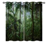 ANHOPE Jungle Curtains Eyelet Soft Thermal Insulated Blackout Curtains Tropical Rainforest Forest Landscape Print Pattern Ring Top Window Drapes for Bedroom Living Room 42 x 63 Inch 2 Panels