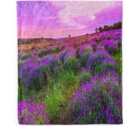 ANHOPE Lavender Throw Blanket Soft Lightweight Flannel Fleece Blanket Nature Pink Purple Flower Print Pattern for Couch Sofa Bed All Season Throw for Kids Adults Twin/Double 150 x 200 cm
