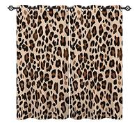 ANHOPE Leopard Curtains Eyelet 80% Blackout Room Darkening Curtains with Wildlife Animal Cheetah Skin Print Pattern Thermal Insulated Window Drapes for Bedroom Living Room 66 x 54 Inch Drop 2 Panels