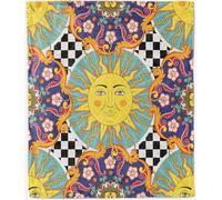 ANHOPE Mandala Throw Blanket Soft Flannel Throw for Sofa Couch Bed Colorful Bohemia Sun Flower Print Pattern All Season Fluffy Lightweight Blanket for Kids Adults Twin/Double 150 x 200 cm