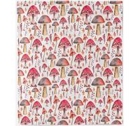 ANHOPE Mushroom Blanket Soft Lightweight Flannel Fleece Throw Blanket for Couch Sofa Bed Watercolor Mushroom Print Pattern All Season Decorative Throw for Kids Adults Single 130 x 150 cm