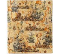 ANHOPE Nautical Throw Blanket Soft Lightweight Flannel Blanket for Couch Sofa Bed Retro Sailboat Anchor Dragon Print Pattern All Season Decorative Throw for Kids Baby Toddler 100 x 130 cm