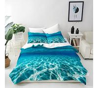 ANHOPE Ocean Duvet Cover Set Soft Comforter Cover Underwater Sea World Print Pattern 3 Piece Bedding Set with Pillowcase All Season Decor Quilt Cover with Zipper for Kids Adults Single Size