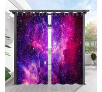 ANHOPE Outdoor Curtains Waterproof Eyelet Ring Top Drapes Purple Pink Space Galaxy Nebula Print Pattern Privacy Outside Curtains for Garden Patio Gazebo Pergola 2 Panels W 52" x L 84"
