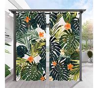 ANHOPE Outdoor Curtains Waterproof Eyelet Ring Top Drapes Tropical Palm Leaf Banana Leaf Print Pattern Privacy Outside Curtains for Garden Patio Gazebo Pergola Porch Pool 2 Panels 52 x 108 Inch
