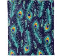 ANHOPE Peacock Feather Blanket for Bed Sofa Couch All Season Flannel Throw Colourful Bird Feather Print Pattern Soft Warm Lightweight Fleece Throw Blanket for Kids Adults Single 130 x 150 cm