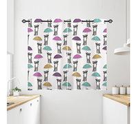 ANHOPE Raccoon Curtains Eyelet 80% Blackout Room Darkening Curtains Raccoon Colorful Umbrella Print Pattern Thermal Light Blocking Window Drapes for Kids Bedroom Living Room 28 x 54 Inch Drop 2 Panels