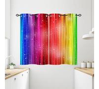 ANHOPE Rainbow Curtains Eyelet Soft Thermal Insulated Blackout Curtains Colourful Colored Line Striped Print Pattern Ring Top Window Drapes for Kids Girls Bedroom Living Room 28 x 54 Inch 2 Panels