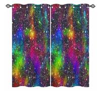 ANHOPE Rainbow Galaxy Blackout Curtains Eyelet 52 x 63 Inch 2 Panels | Soft Polyester, Colorful Space Nebula Print, Thermal Insulation, Printed Window Drapes for Bedroom Living Room