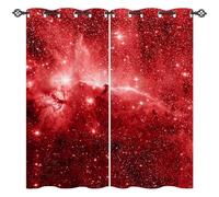 ANHOPE Red Galaxy Blackout Curtains 46 x 54 Inch Drop 2 Panels | Eyelet Top, Cosmic Space Nebula Stars Print, Thermal, Soundproof, Kids Boys Girls Window Drapes for Bedroom Living Room