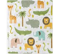 ANHOPE Safari Animal Throw Blanket Soft Flannel Throw for Sofa Couch Bed Lion Elephant Giraffe Print Pattern All Season Fluffy Lightweight Blanket for Kids Adults Twin/Double 150 x 200 cm