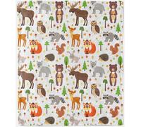 ANHOPE Safari Animal Throw Blanket Soft Lightweight Flannel Blanket for Couch Sofa Bed Forest Mushroom Tree Print Pattern All Season Decorative Throw for Kids Adults Twin/Double 150 x 200 cm