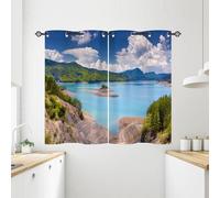 ANHOPE Scenery Curtains Eyelet Ring Top Blackout Thermal Insulated Curtains Nature Landscape Mountain Lake Print Pattern Soft Window Drapes for Bedroom Living Room 28 x 54 Inch 2 Panels