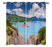 ANHOPE Scenery Curtains Eyelet Ring Top Blackout Thermal Insulated Curtains Nature Landscape Mountain Lake Print Pattern Soft Window Drapes for Bedroom Living Room 46 x 54 Inch 2 Panels