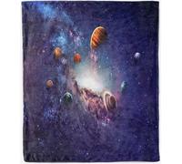 ANHOPE Space Blanket Soft Warm Lightweight Flannel Throw Blanket for Bed Sofa Couch Planet Galaxy Stars Print Pattern All Season Fluffy Throw for Kids Baby Toddler 100 x 130 cm